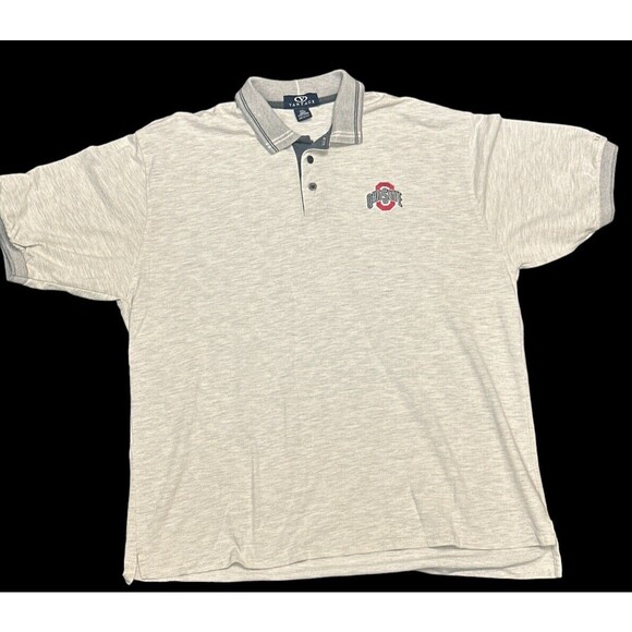Vintage‎ Ohio State Buckeyes 100% Cotton Polo Shirt Grey Red USA Size XL EUC - Picture 1 of 5